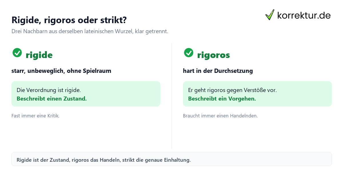 Rigide Bedeutung: Vergleich rigide, rigoros und strikt