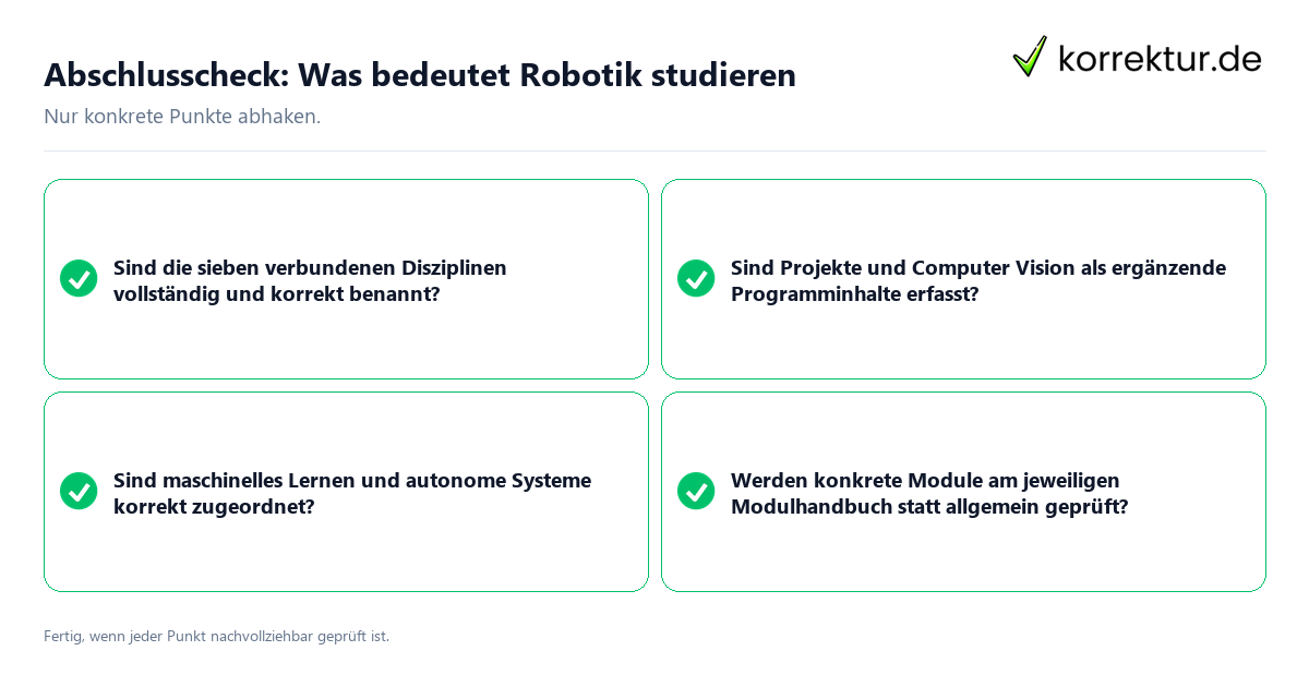 Konkreter Abschlusscheck zu Was bedeutet Robotik studieren