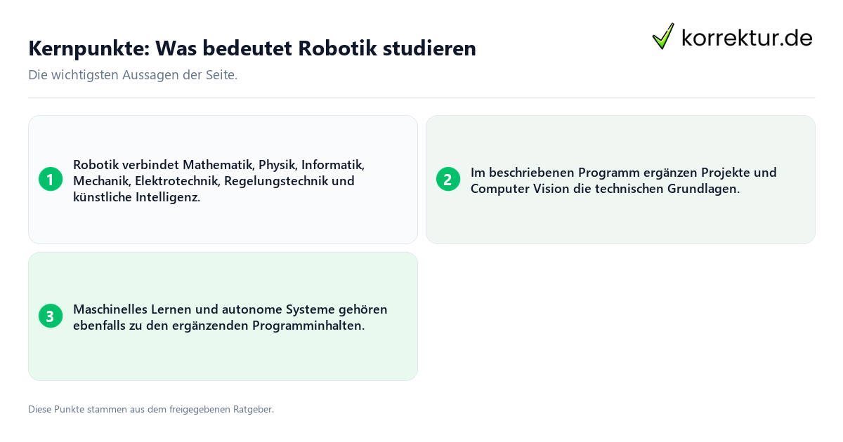 Konkrete Kernpunkte zu Was bedeutet Robotik studieren