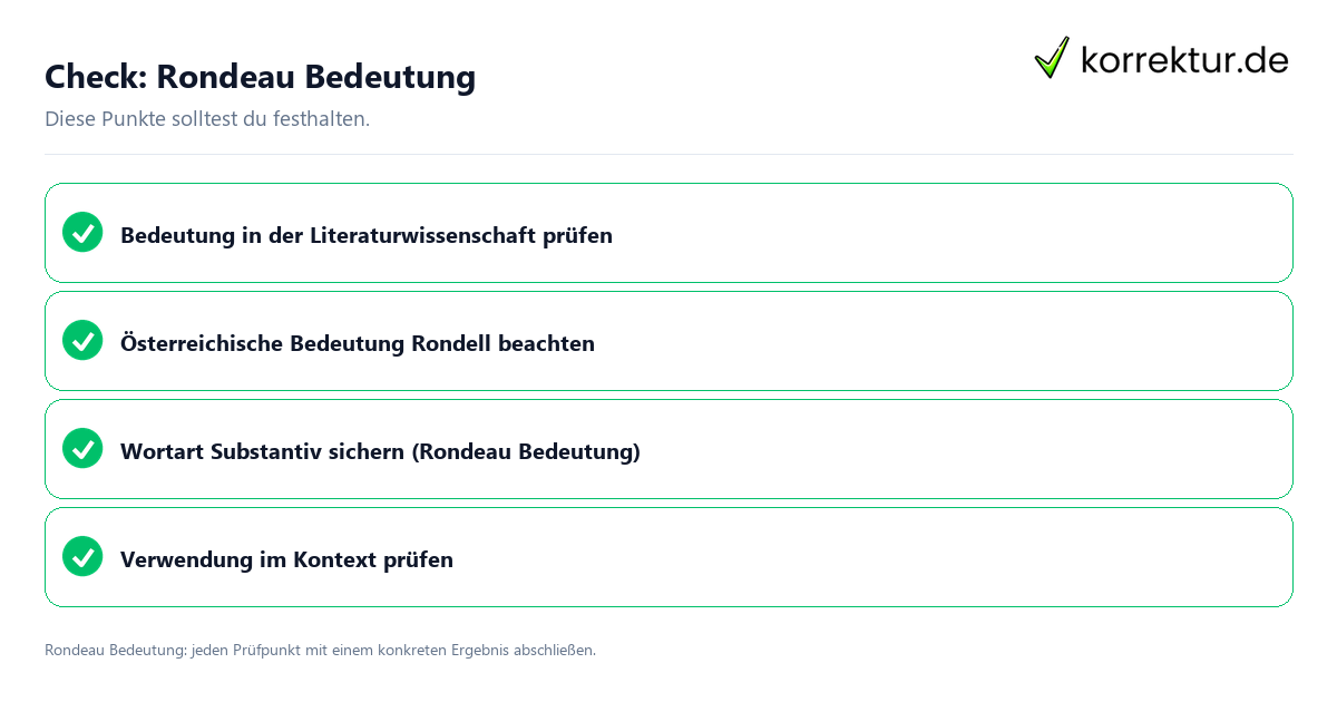 Check: Rondeau Bedeutung Rondeau Bedeutung mit einer themenspezifischen Checkliste