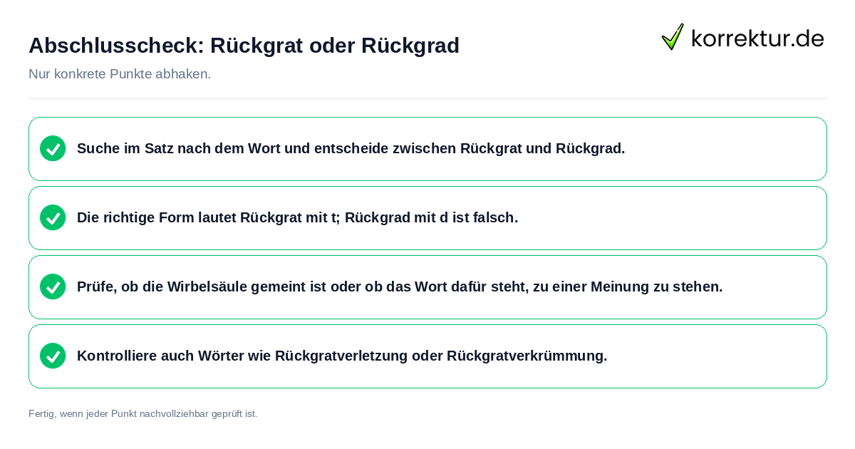 Abschlusscheck: Rückgrat oder Rückgrad Konkreter Abschlusscheck zu Rückgrat oder Rückgrad