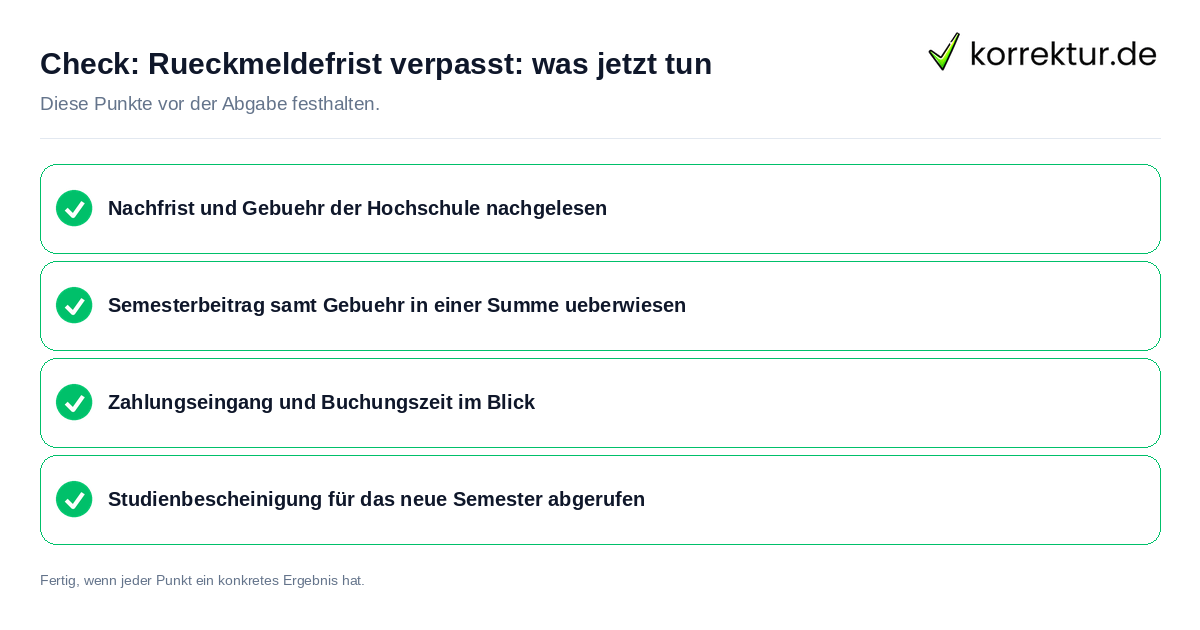 Check: Rückmeldefrist verpasst: was jetzt tun Rückmeldefrist verpasst: was jetzt tun: Prüfliste mit vier Punkten