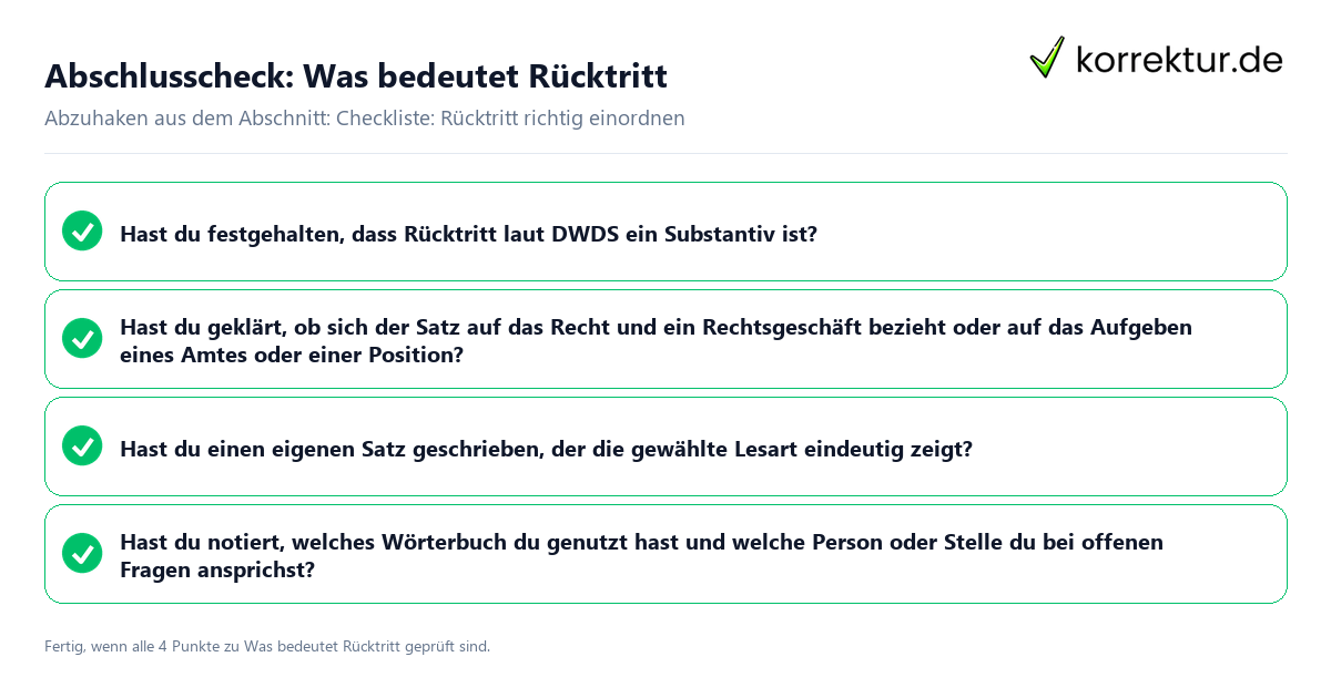 Konkreter Abschlusscheck zu Was bedeutet Rücktritt