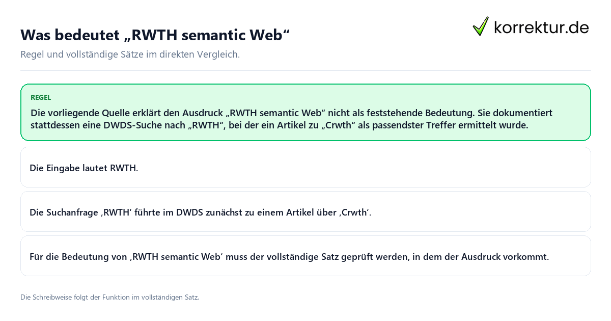 Was bedeutet „RWTH semantic Web“ Konkrete Regel und vollständige Beispielsätze zu Was bedeutet „RWTH semantic Web“