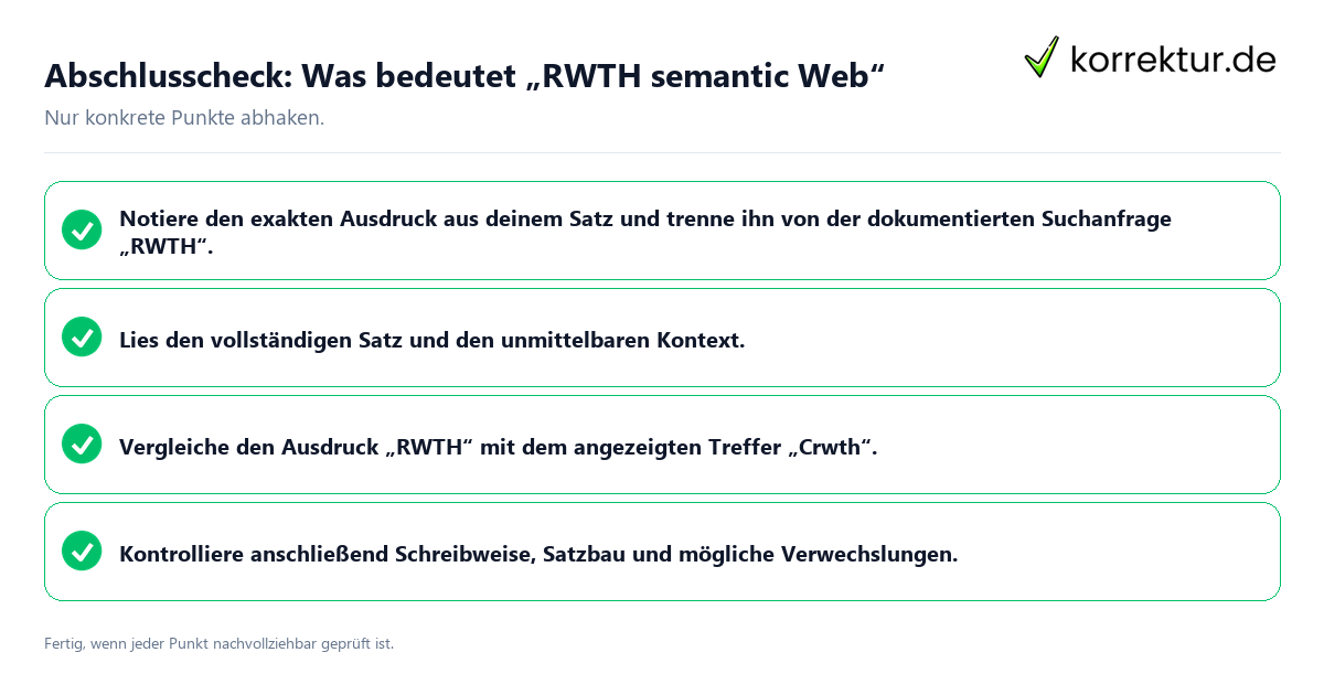 Abschlusscheck: Was bedeutet „RWTH semantic Web“ Konkreter Abschlusscheck zu Was bedeutet „RWTH semantic Web“
