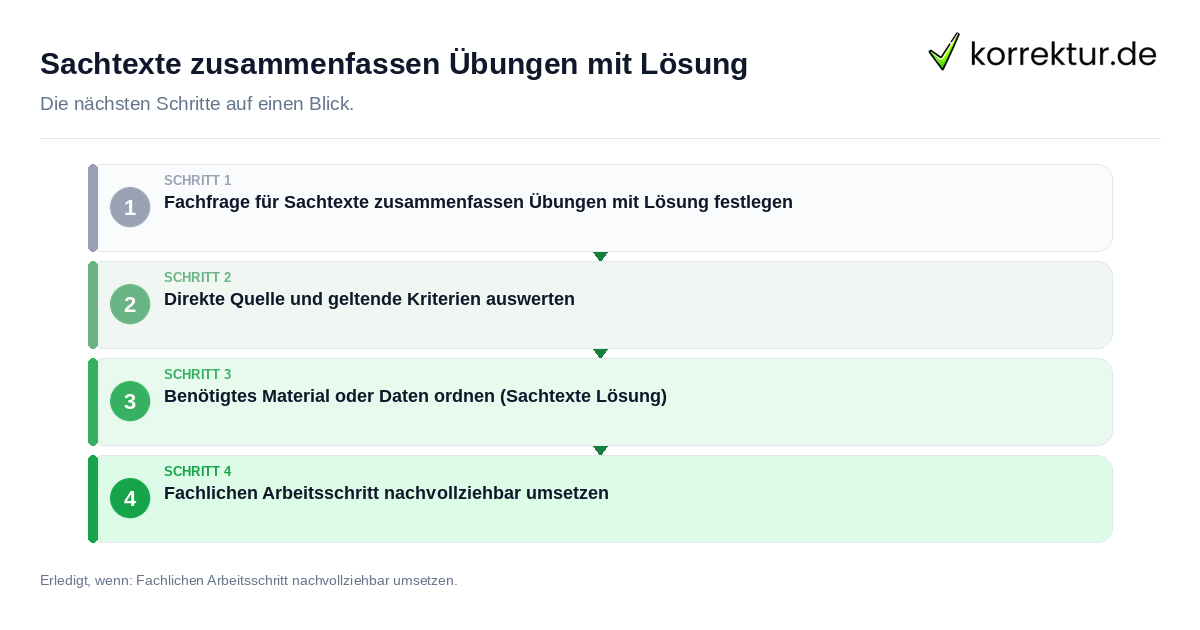 Sachtexte zusammenfassen Übungen mit Lösung Sachtexte zusammenfassen Übungen mit Lösung mit einem Ablauf aus Prüfung, Kontakt und Dokumentation