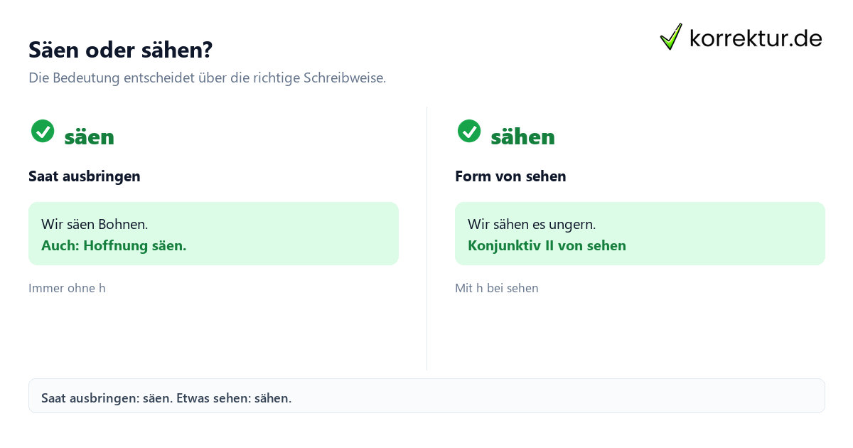 Säen oder sähen? Säen oder sähen: Welche Form ist richtig? Vergleich der Verben