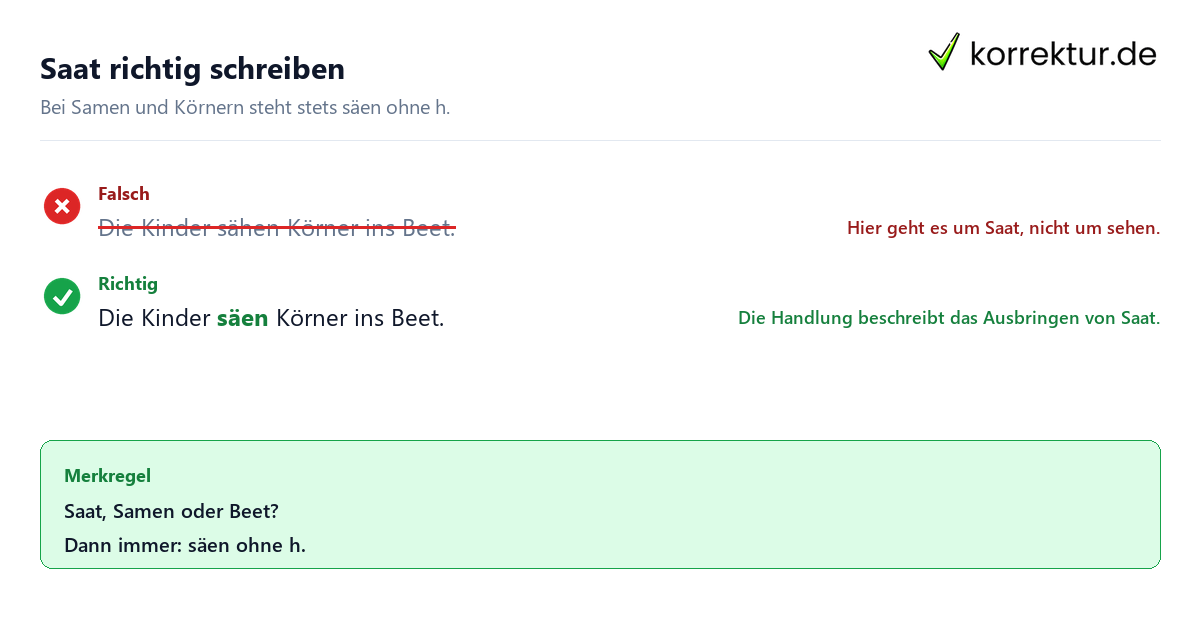 Saat richtig schreiben Säen oder sähen: Welche Form ist richtig? Beispiel mit Saat