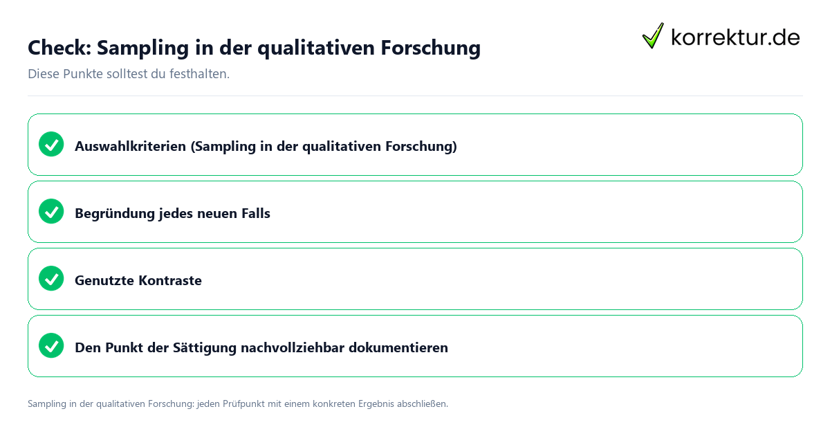 Sampling in der qualitativen Forschung mit einer themenspezifischen Checkliste