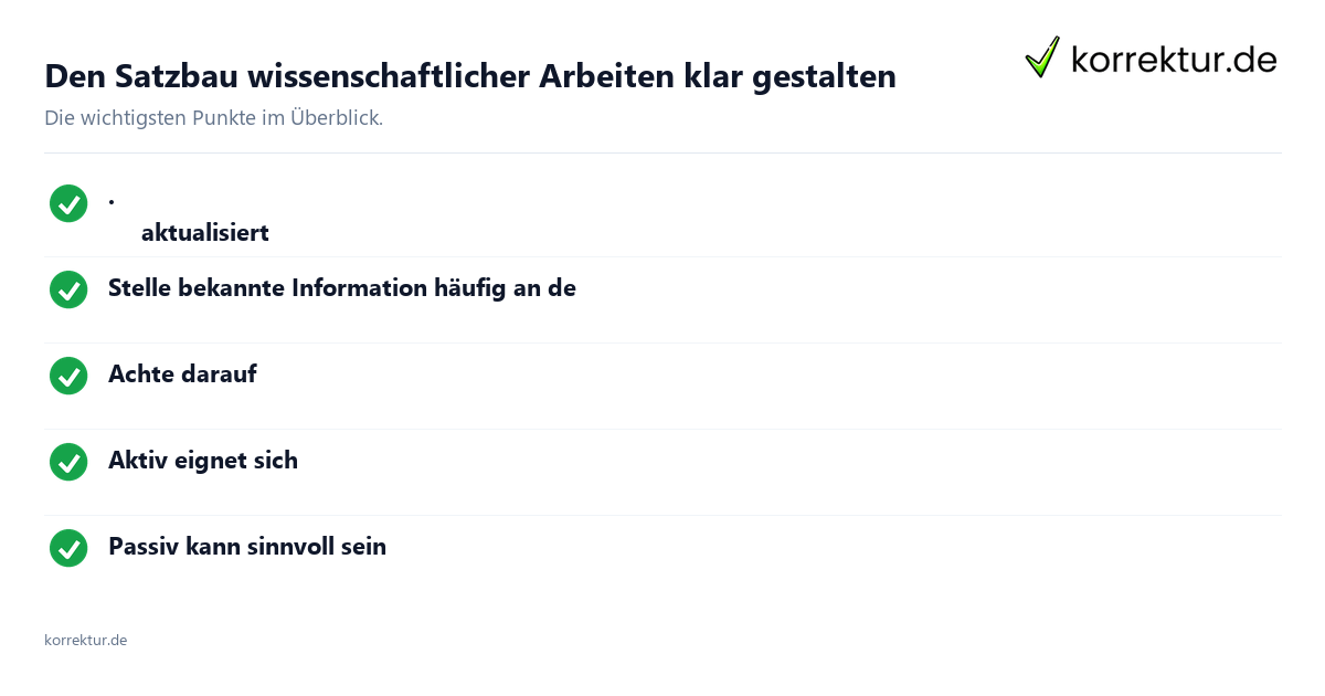 Den Satzbau wissenschaftlicher Arbeiten klar gestalten: Überblick