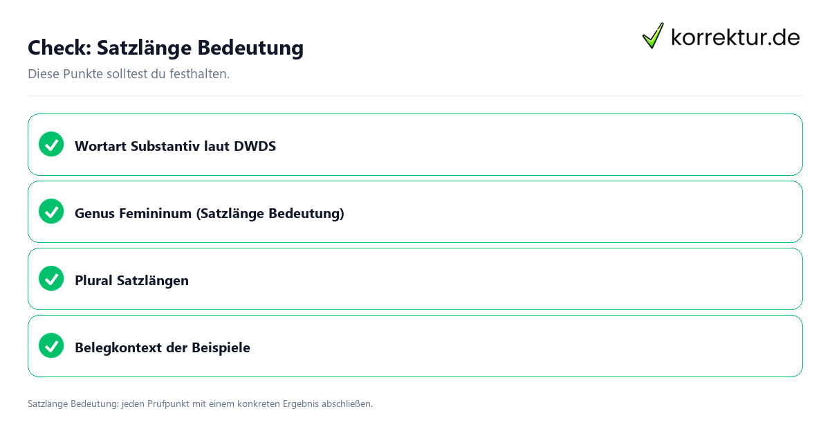 Satzlänge Bedeutung mit einer themenspezifischen Checkliste