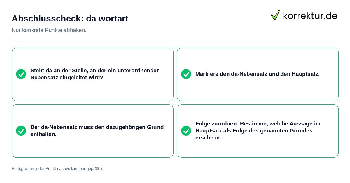 Abschlusscheck: da wortart Konkreter Abschlusscheck zu da wortart