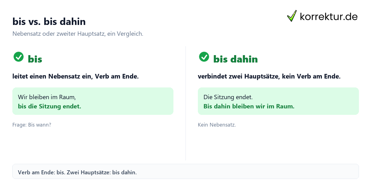 bis vs. bis dahin Bis oder bis dahin richtig verstehen mit Beispielsatz