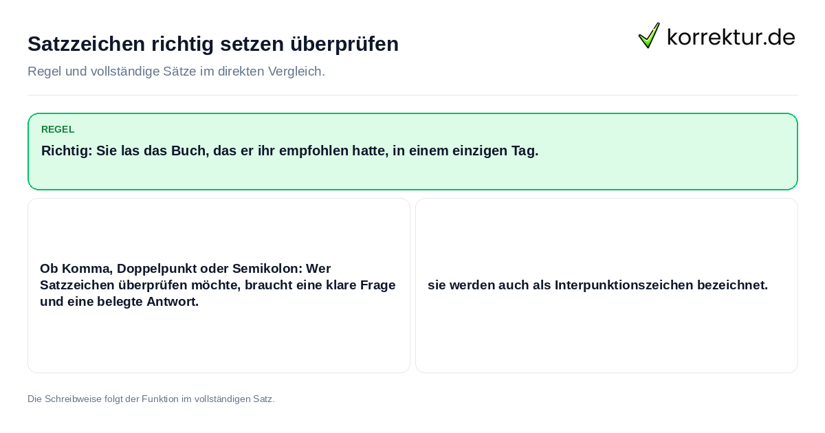 Satzzeichen richtig setzen überprüfen Konkrete Regel und vollständige Beispielsätze zu Satzzeichen richtig setzen überprüfen