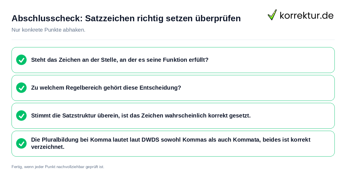 Abschlusscheck: Satzzeichen richtig setzen überprüfen Konkreter Abschlusscheck zu Satzzeichen richtig setzen überprüfen