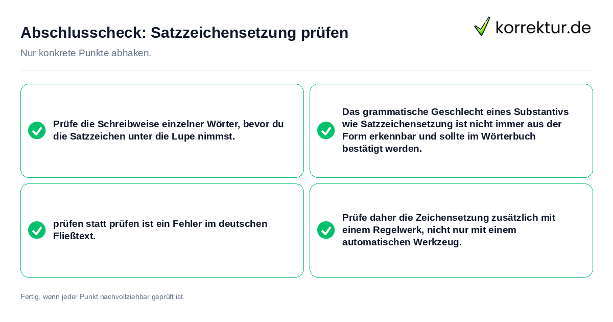 Abschlusscheck: Satzzeichensetzung prüfen Konkreter Abschlusscheck zu Satzzeichensetzung prüfen