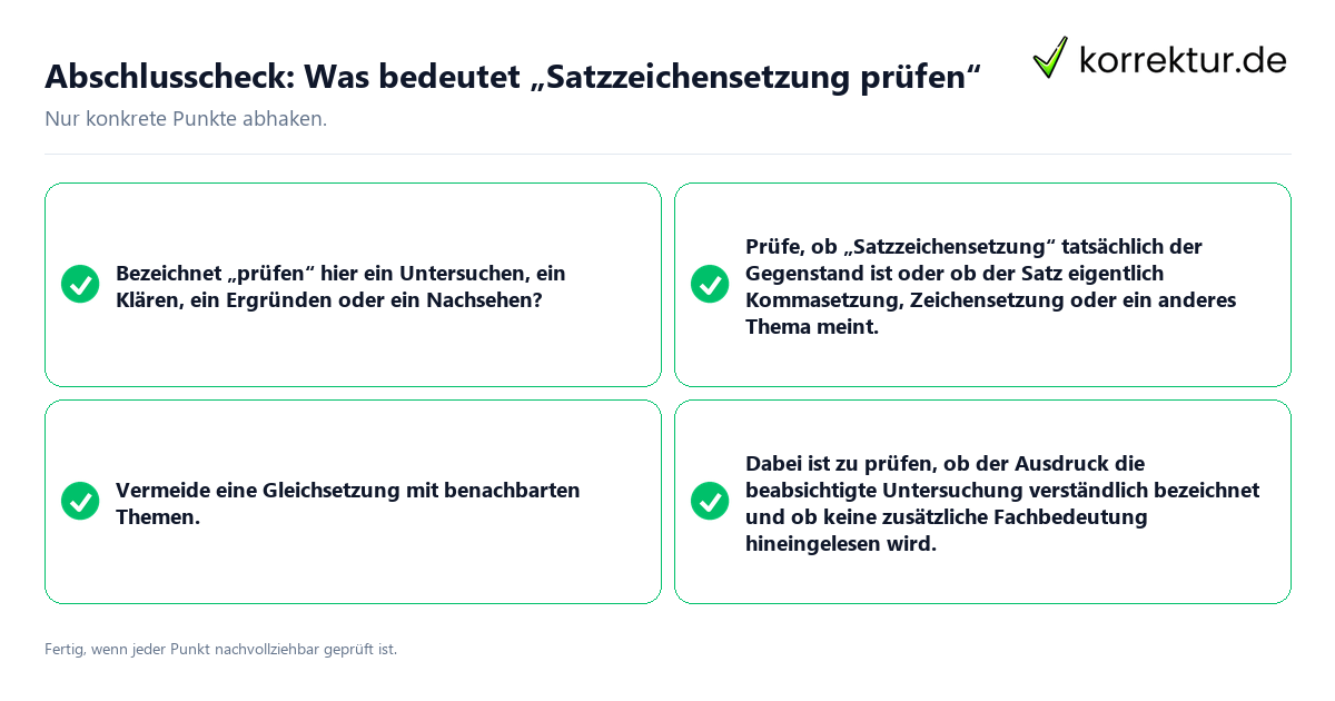 Konkreter Abschlusscheck zu Was bedeutet „Satzzeichensetzung prüfen“