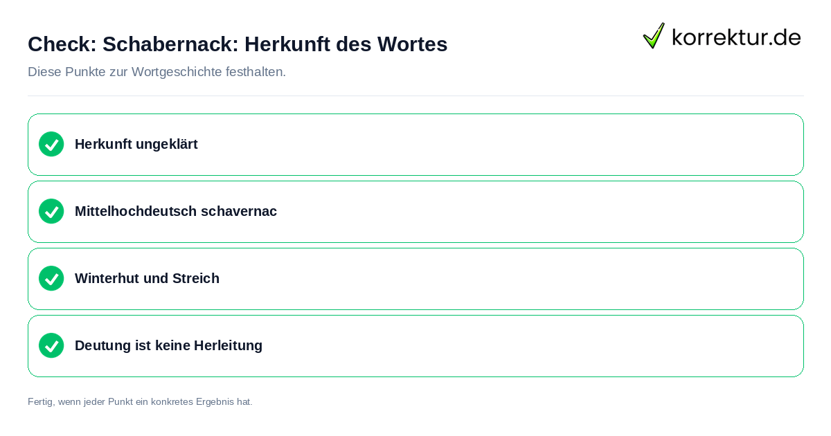 Check: Schabernack: Herkunft des Wortes Schabernack: Herkunft des Wortes: Prüfliste mit vier Punkten