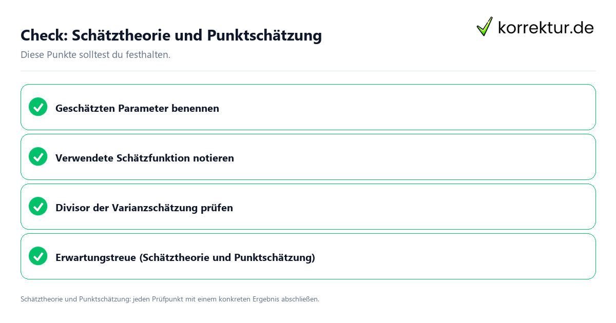 Schätztheorie und Punktschätzung mit einer themenspezifischen Checkliste