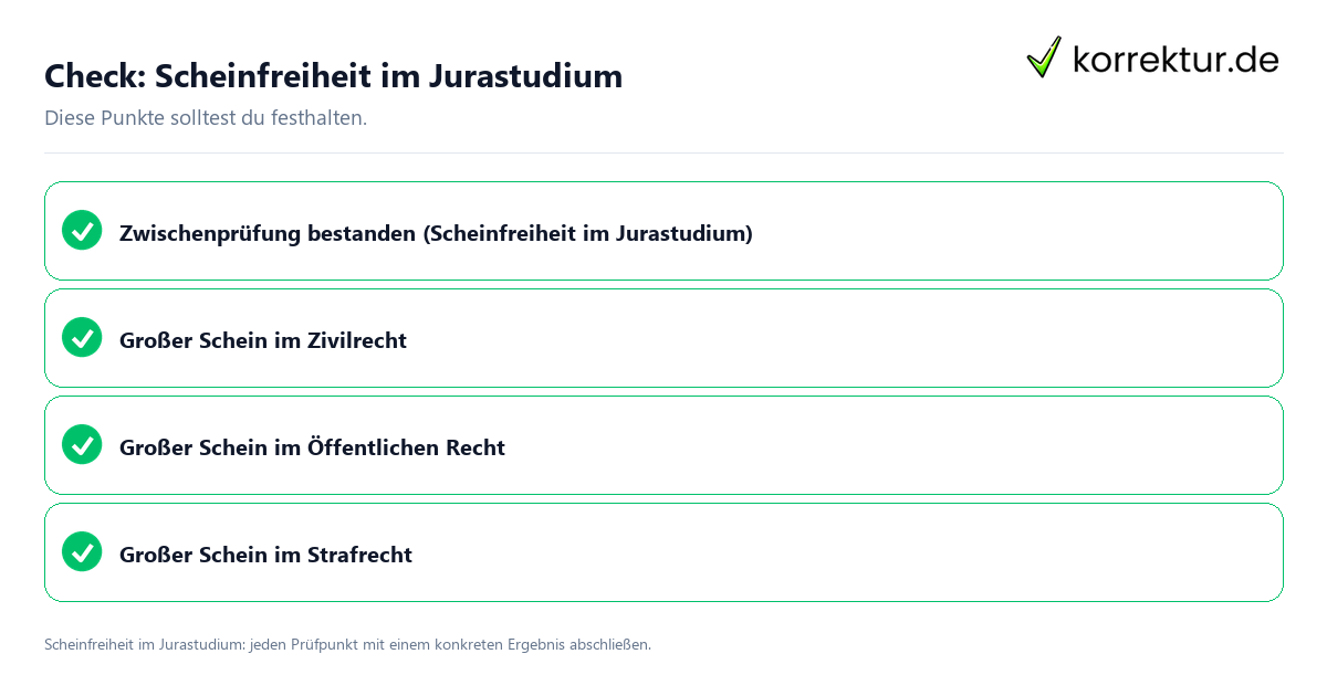 Check: Scheinfreiheit im Jurastudium Scheinfreiheit im Jurastudium mit einer themenspezifischen Checkliste