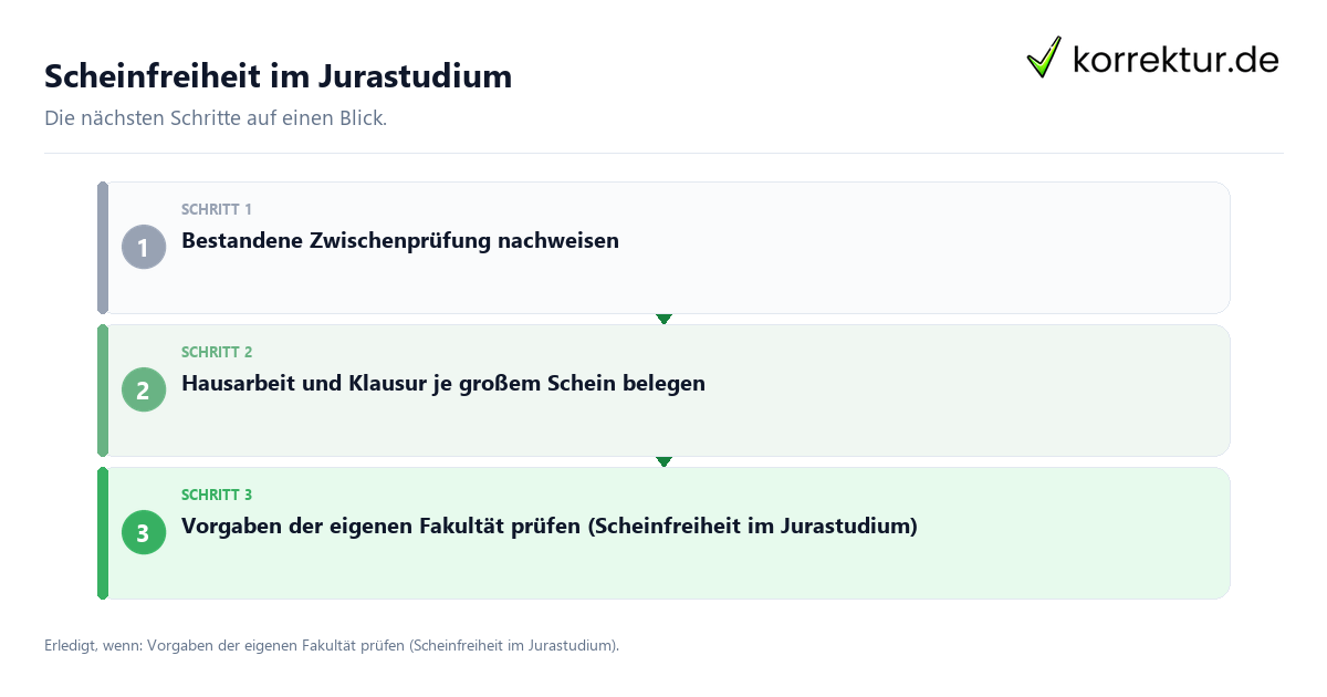 Scheinfreiheit im Jurastudium Scheinfreiheit im Jurastudium mit einem Ablauf aus Prüfung, Kontakt und Dokumentation