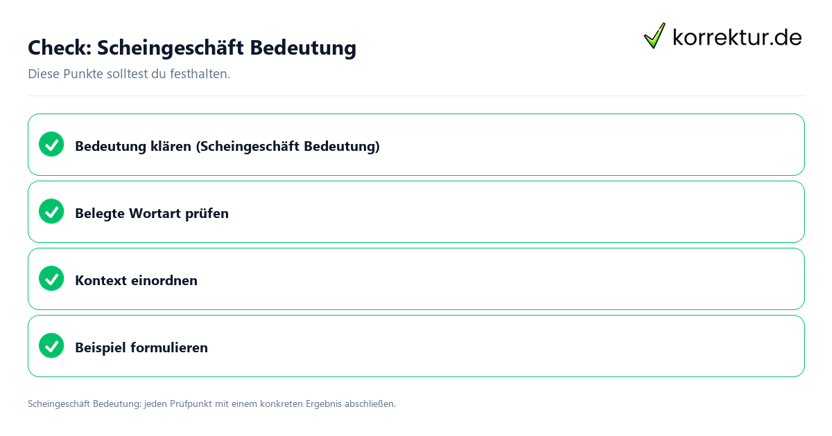 Check: Scheingeschäft Bedeutung Scheingeschäft Bedeutung mit einer themenspezifischen Checkliste