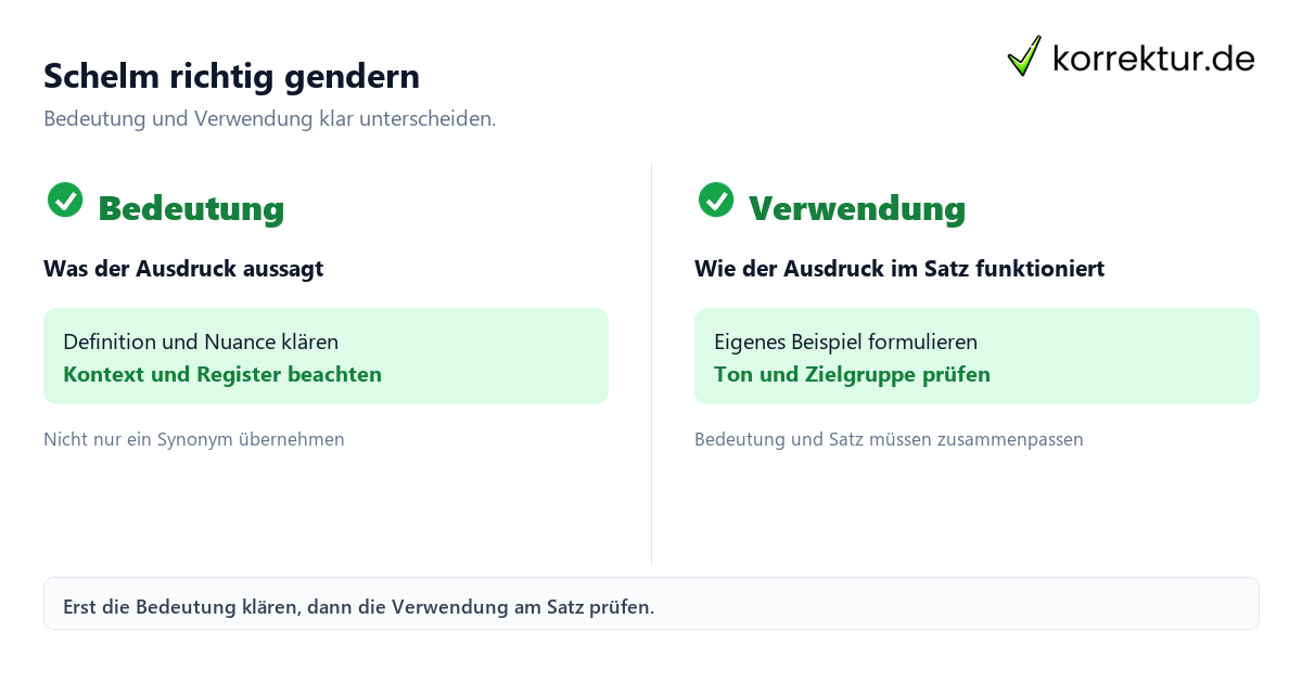 Schelm richtig gendern mit Bedeutung und passender Verwendung im Vergleich