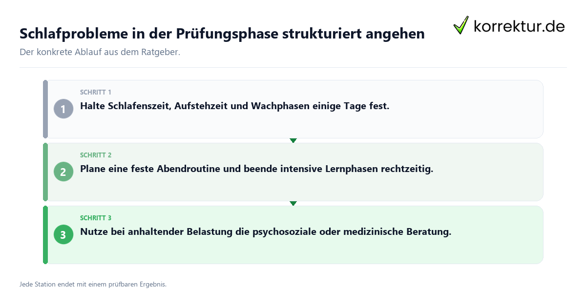 Konkrete Schritte zu Schlafprobleme in der Prüfungsphase strukturiert angehen