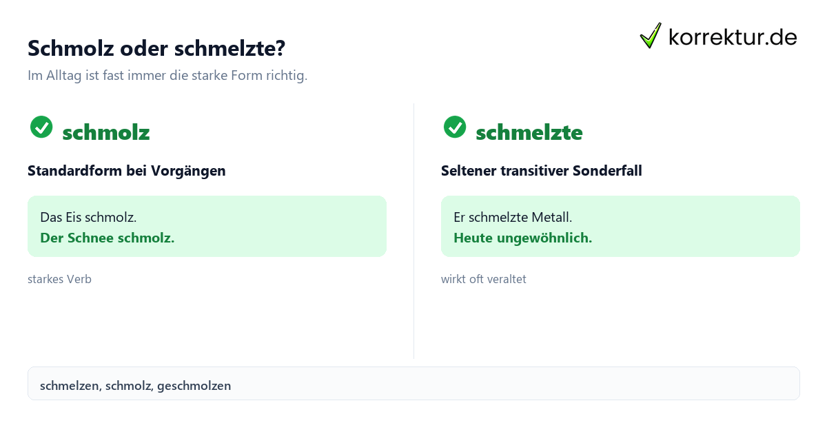 Schmelzte oder schmolz, starke und schwache Verbform vergleichen