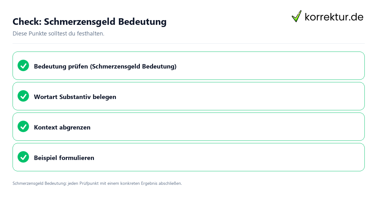 Check: Schmerzensgeld Bedeutung Schmerzensgeld Bedeutung mit einer themenspezifischen Checkliste