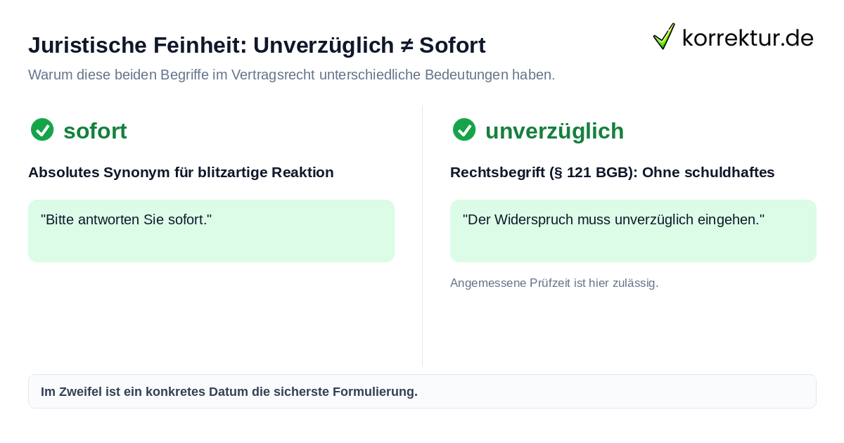 Unverzüglich vs Sofort Unterschied im deutschen Recht