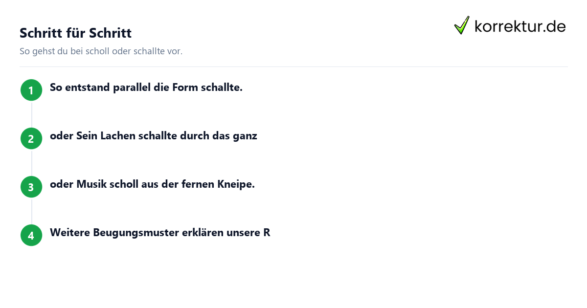 Schritt für Schritt scholl oder schallte: Schritte