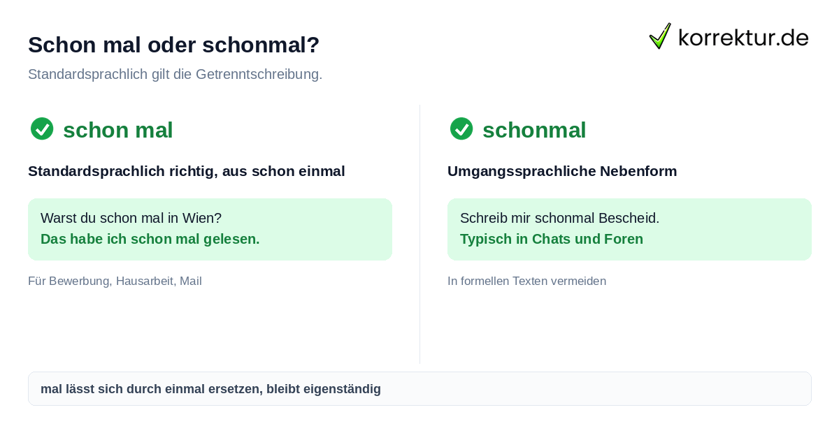 Schon mal oder schonmal richtig schreiben