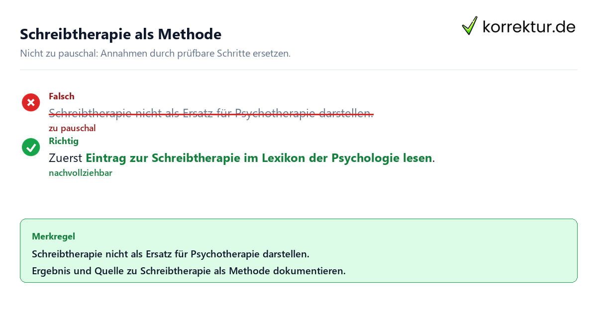 Schreibtherapie als Methode Ungeeignete und belastbare Vorgehensweise bei Schreibtherapie als Methode
