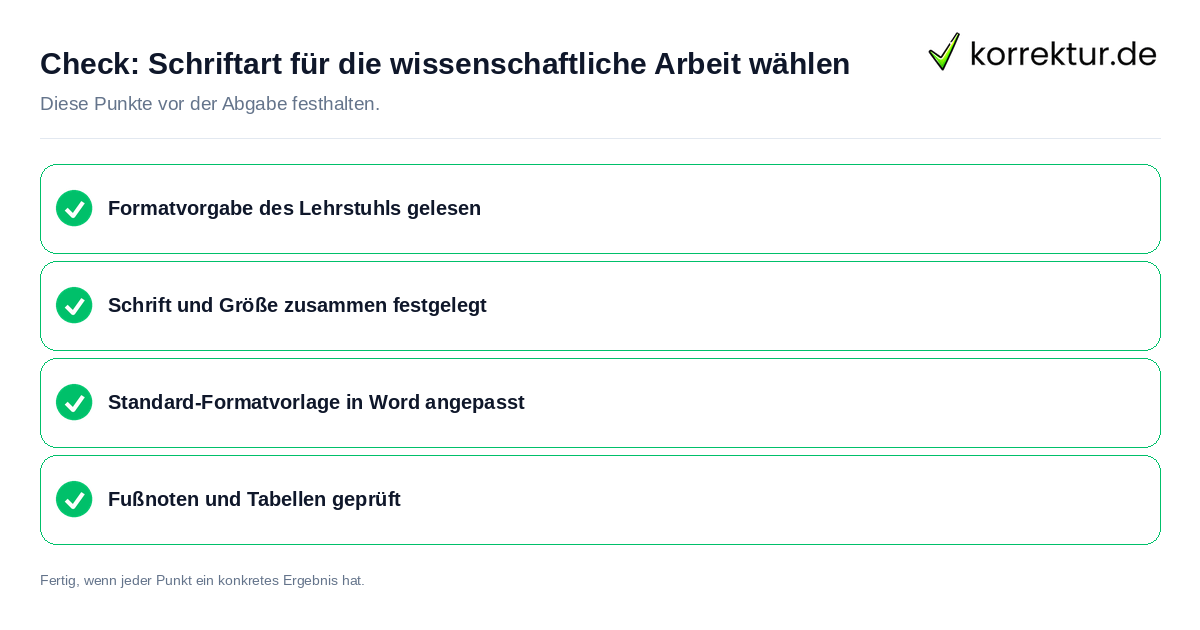 Schriftart für die wissenschaftliche Arbeit wählen: Prüfliste mit vier Punkten