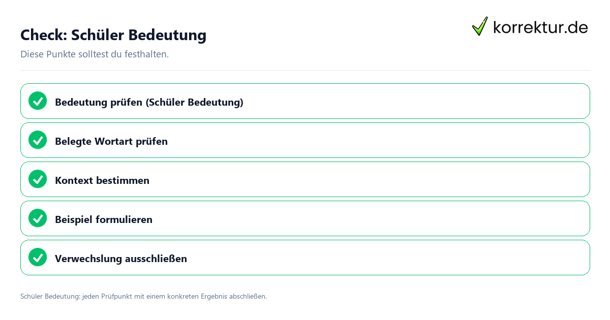 Check: Schüler Bedeutung Schüler Bedeutung mit einer themenspezifischen Checkliste