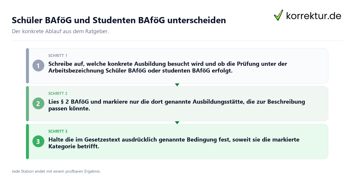 Konkrete Schritte zu Schüler BAföG und Studenten BAföG unterscheiden