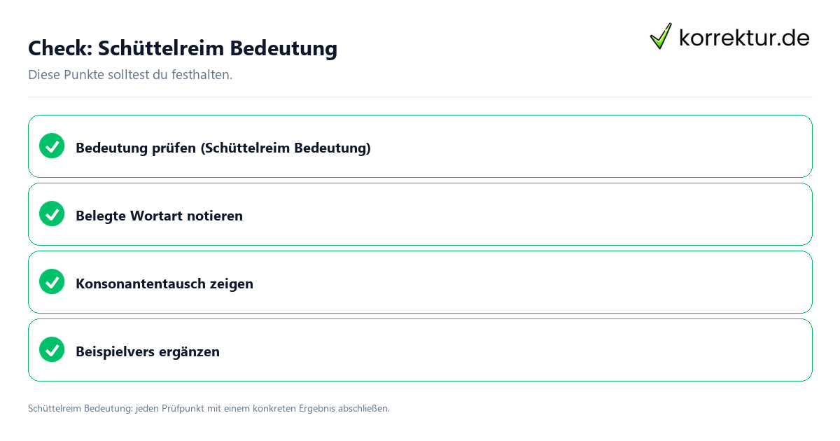Schüttelreim Bedeutung mit einer themenspezifischen Checkliste