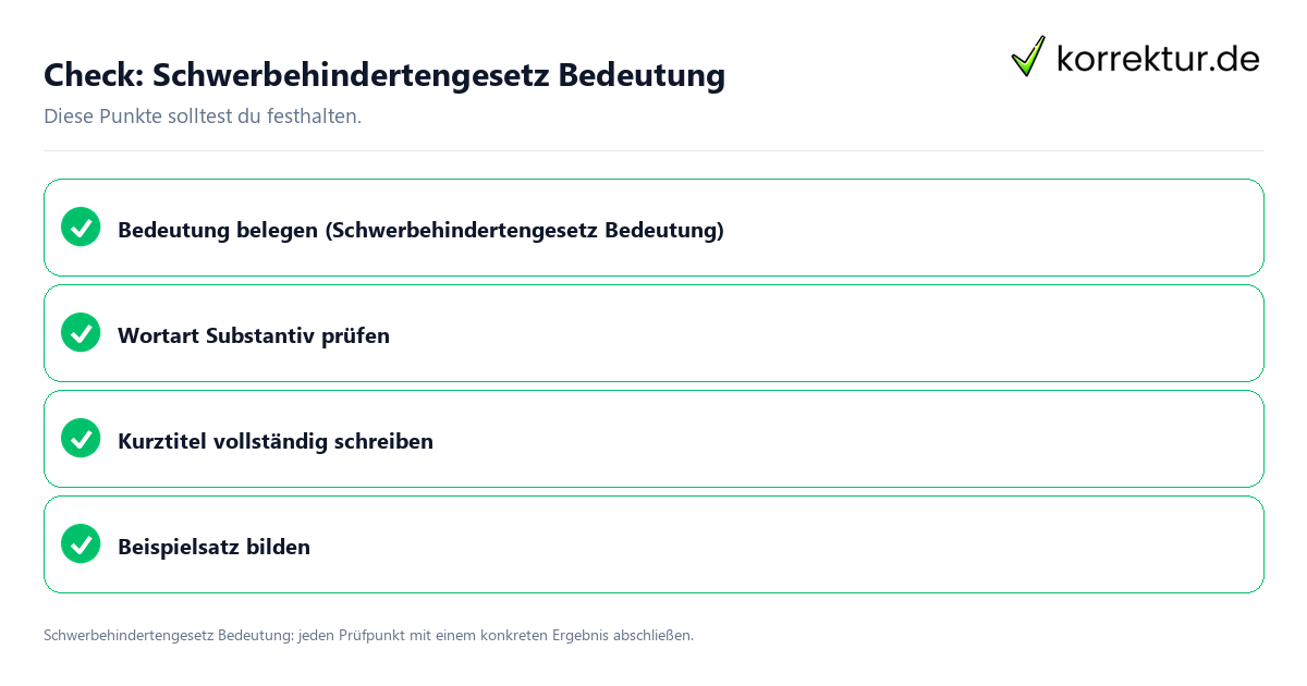 Check: Schwerbehindertengesetz Bedeutung Schwerbehindertengesetz Bedeutung mit einer themenspezifischen Checkliste