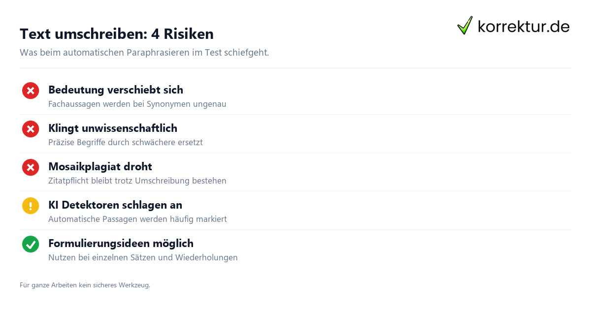 Text umschreiben mit Scribbr: Risiken im Test