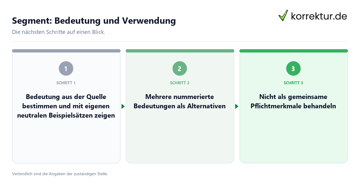 Segment: Bedeutung und Verwendung mit einem Ablauf aus Prüfung, Kontakt und Dokumentation