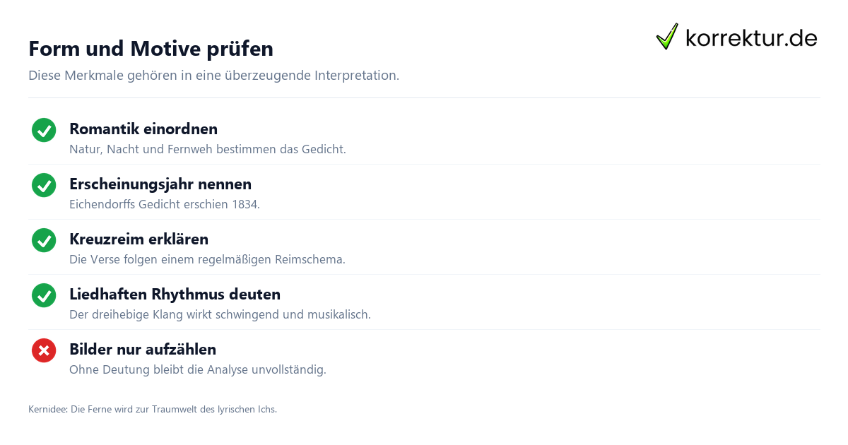 Form und Motive prüfen Sehnsucht von Eichendorff interpretieren, Form und Motive prüfen