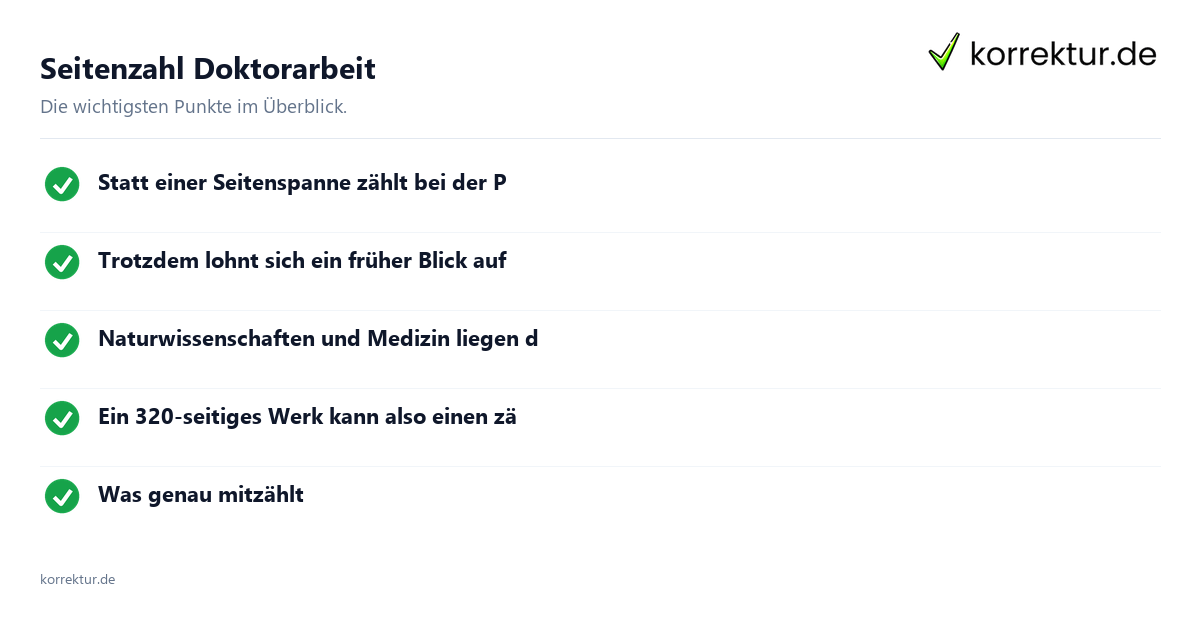 Seitenzahl Doktorarbeit: Überblick