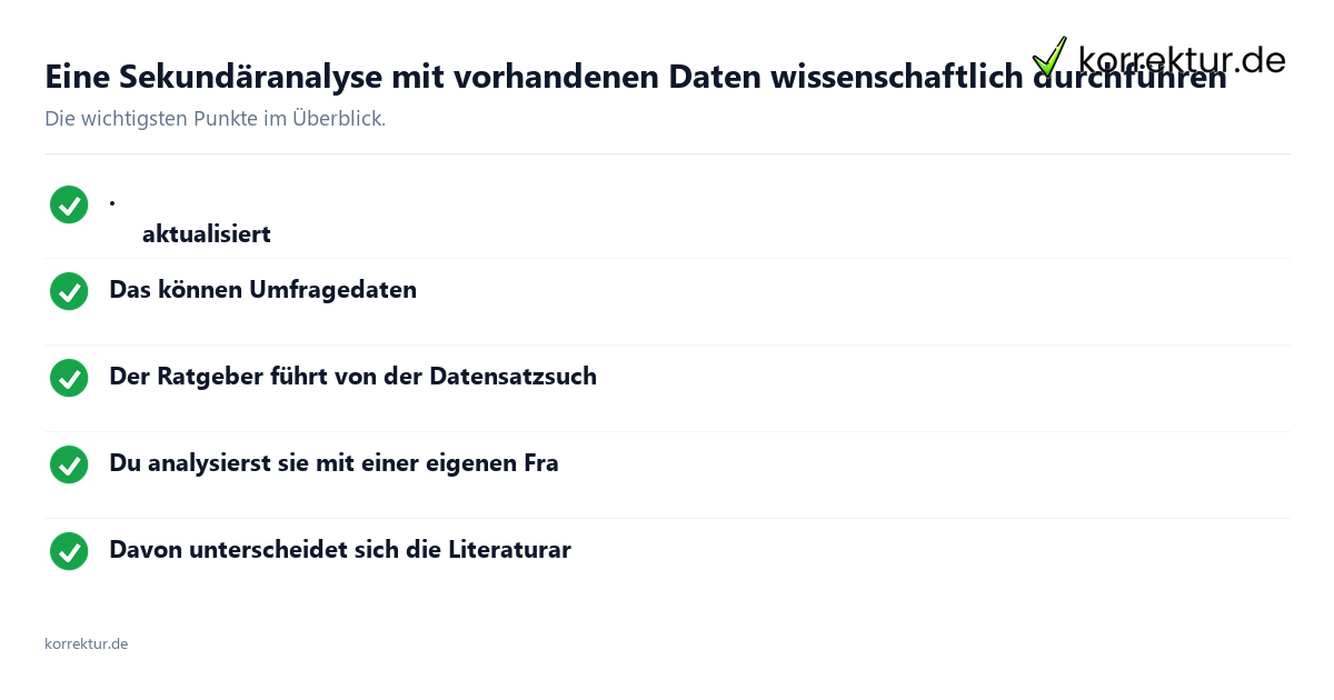 Eine Sekundäranalyse mit vorhandenen Daten wissenschaftlich durchführen: Überblick
