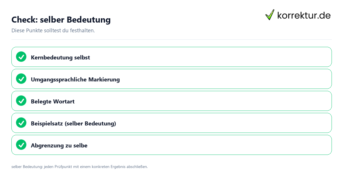 Check: selber Bedeutung Selber Bedeutung mit einer themenspezifischen Checkliste