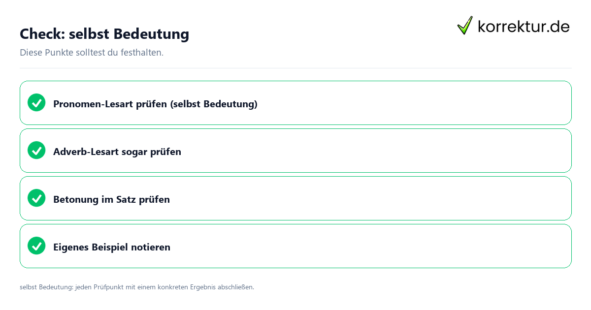 Selbst Bedeutung mit einer themenspezifischen Checkliste