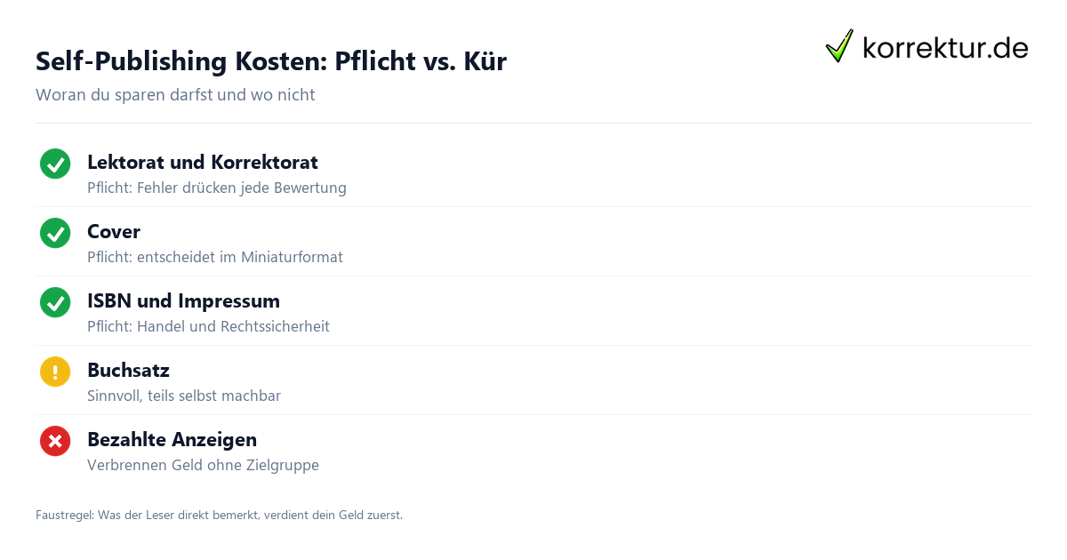 Self-Publishing Kosten: Pflicht vs. Kür Self-Publishing Kosten: Pflicht und Kür im Überblick