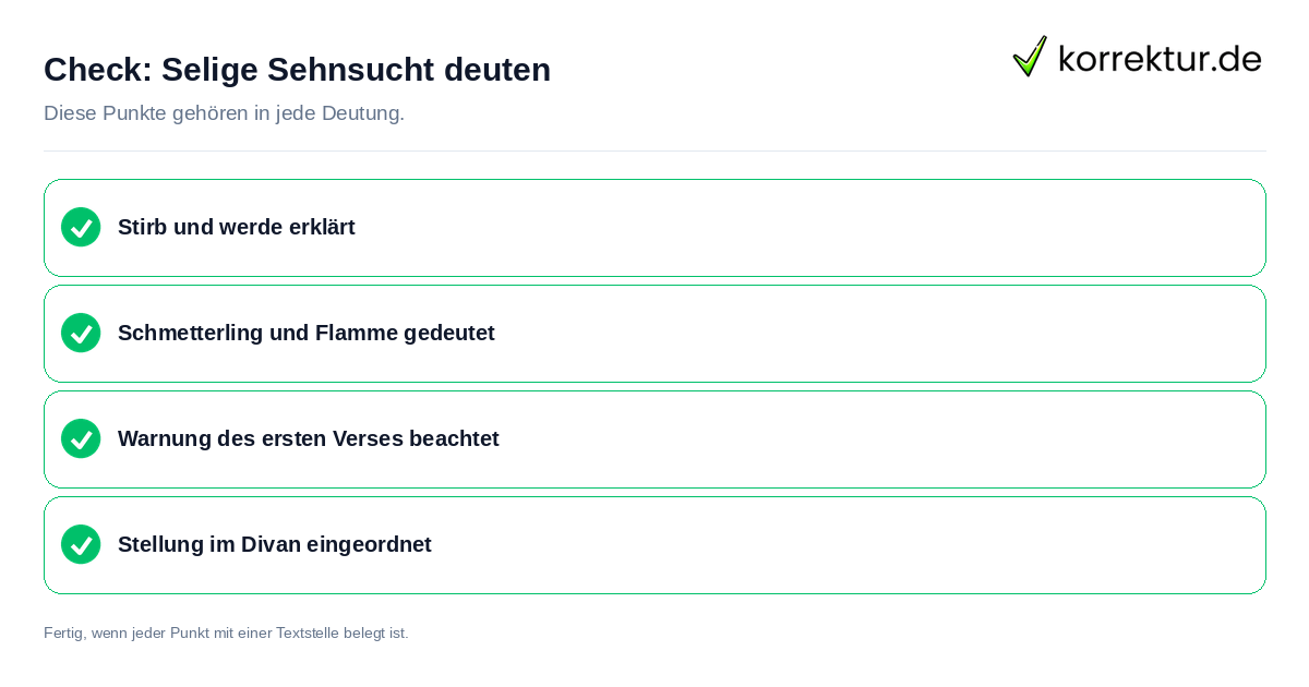 Selige Sehnsucht deuten: Prüfliste mit vier Punkten