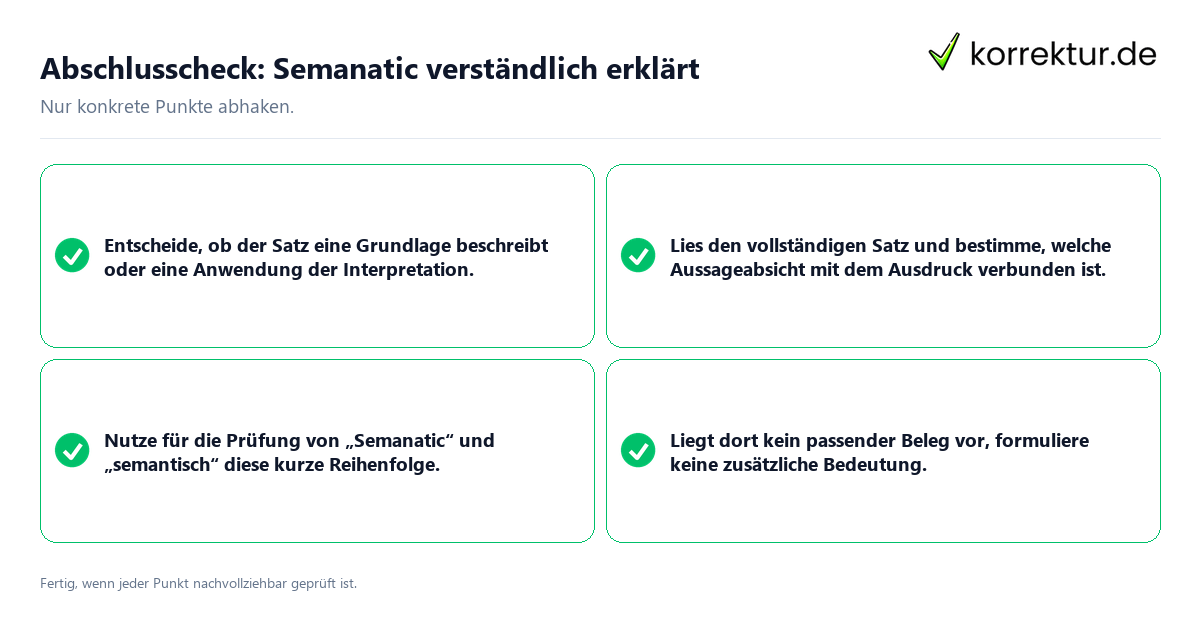 Konkreter Abschlusscheck zu Semanatic verständlich erklärt