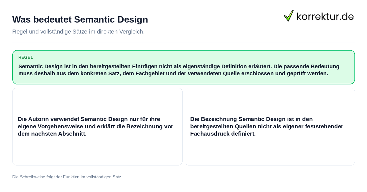 Was bedeutet Semantic Design Konkrete Regel und vollständige Beispielsätze zu Was bedeutet Semantic Design
